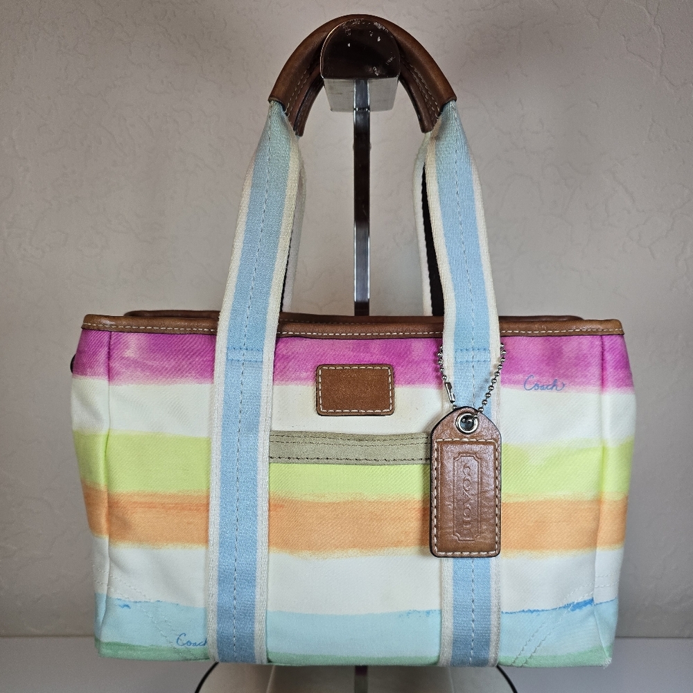 Coach Hampton Multicolor Sherbert Canvas Vintage Tote Bag With COA - Picture 3 of 17